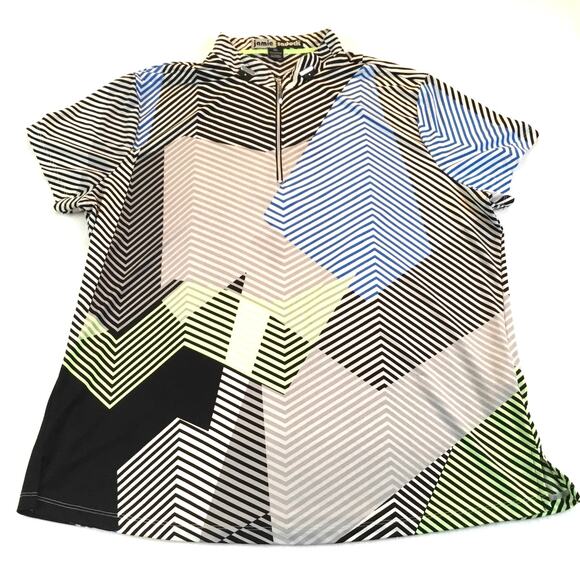 Jamie Sadock Top Multi Stripe Quarter-Zip Neck Stylish XXL - Picture 1 of 5